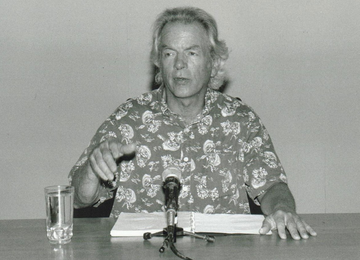 Spalding Gray performing Morning, Noon and Night  at the Vineyard Playhouse in  1999. Photo by Sally Cohn