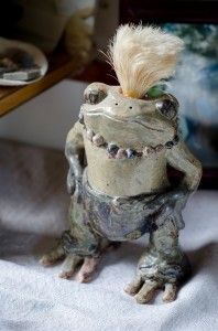 The author's mother once made elaborate toads, one of which adorns a dresser.  – Photo by Lily K. Morris